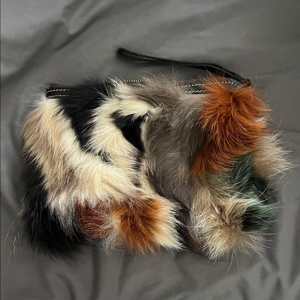 Patricia Nash Genuine Fox Fur Leather Clutch